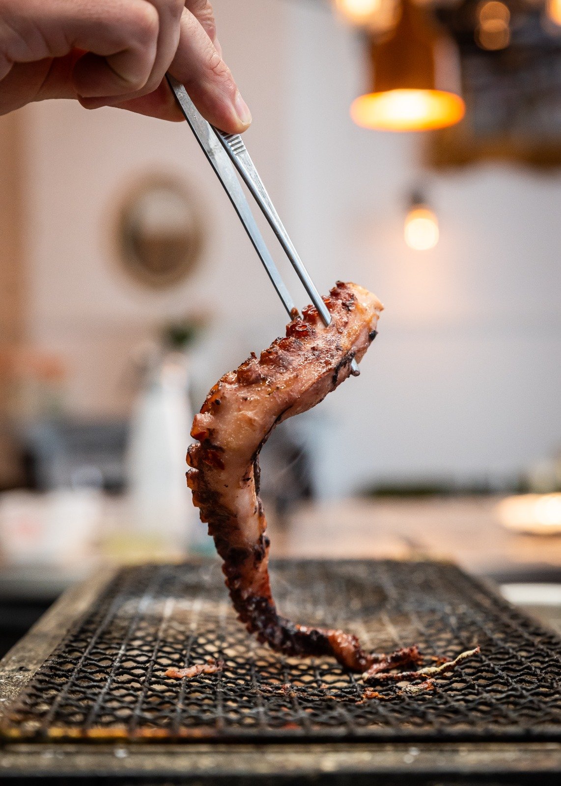 Grilling octopus